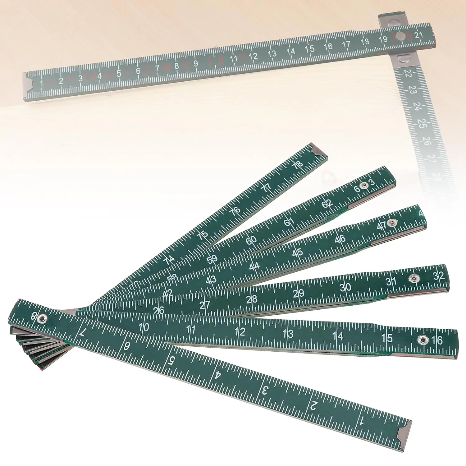 Folding Wooden Stick Ruler, Inch & Metric (78-inch/2-Meter When Straight), Foldable Rule for Carpenters Folding rulers, 0-180  Angle, Adjustable