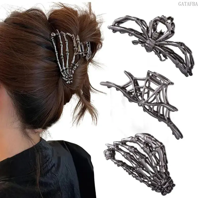 Gothic Dark Novelty Large Hair Claw Clips, Trendy Jaw Clips, Fashion Hair Accessories for Halloween Party Daily Wear