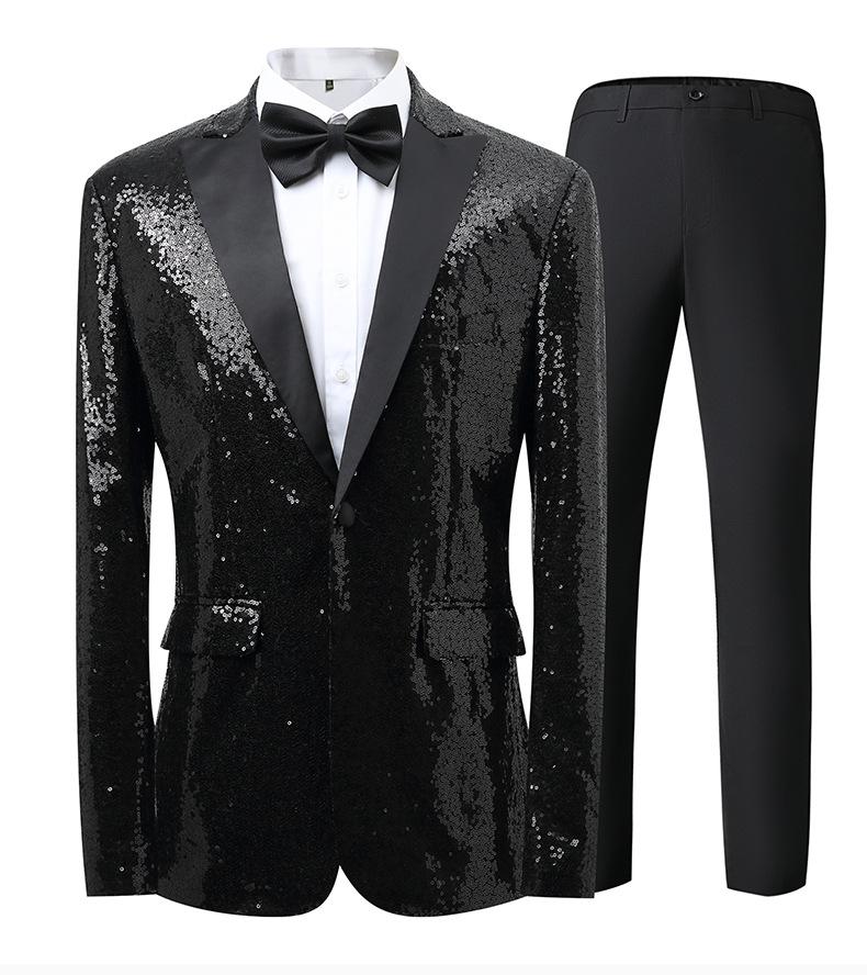 Gold Sequin Stage Performance Suit Jacket  Men's Korean Style Blazer For Nightclub, Wedding Host, Emcee, Photoshoot