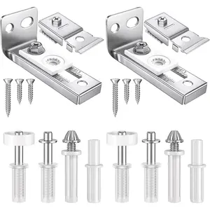 Bifold Door Hardware Repair Kit, 2 Set Bi-fold Sliding Closet Doors   with Top & Bottom Brackets, Pivots & Guides Wheel, Closet Door Hardware Kit for Folding Pocket & Accordion