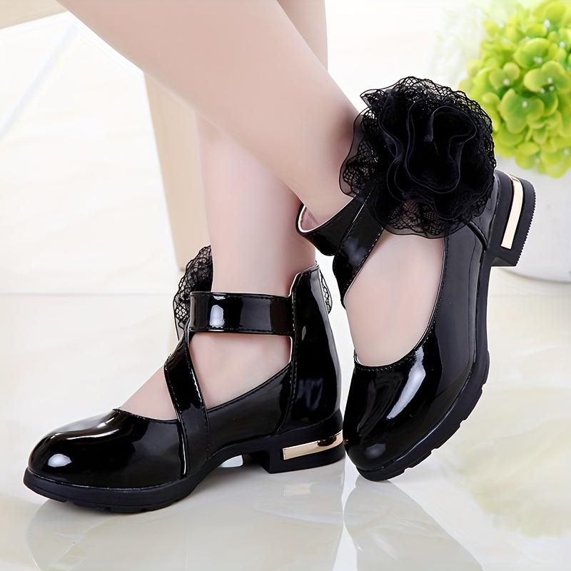 (New) Girls' Elegant Floral Mary Jane Footwear - Glamorous Girly Closed-Toe Flat Shoes, Comfortable Non-Slip Dress Shoes for Performance, Parties (Spring Summer)