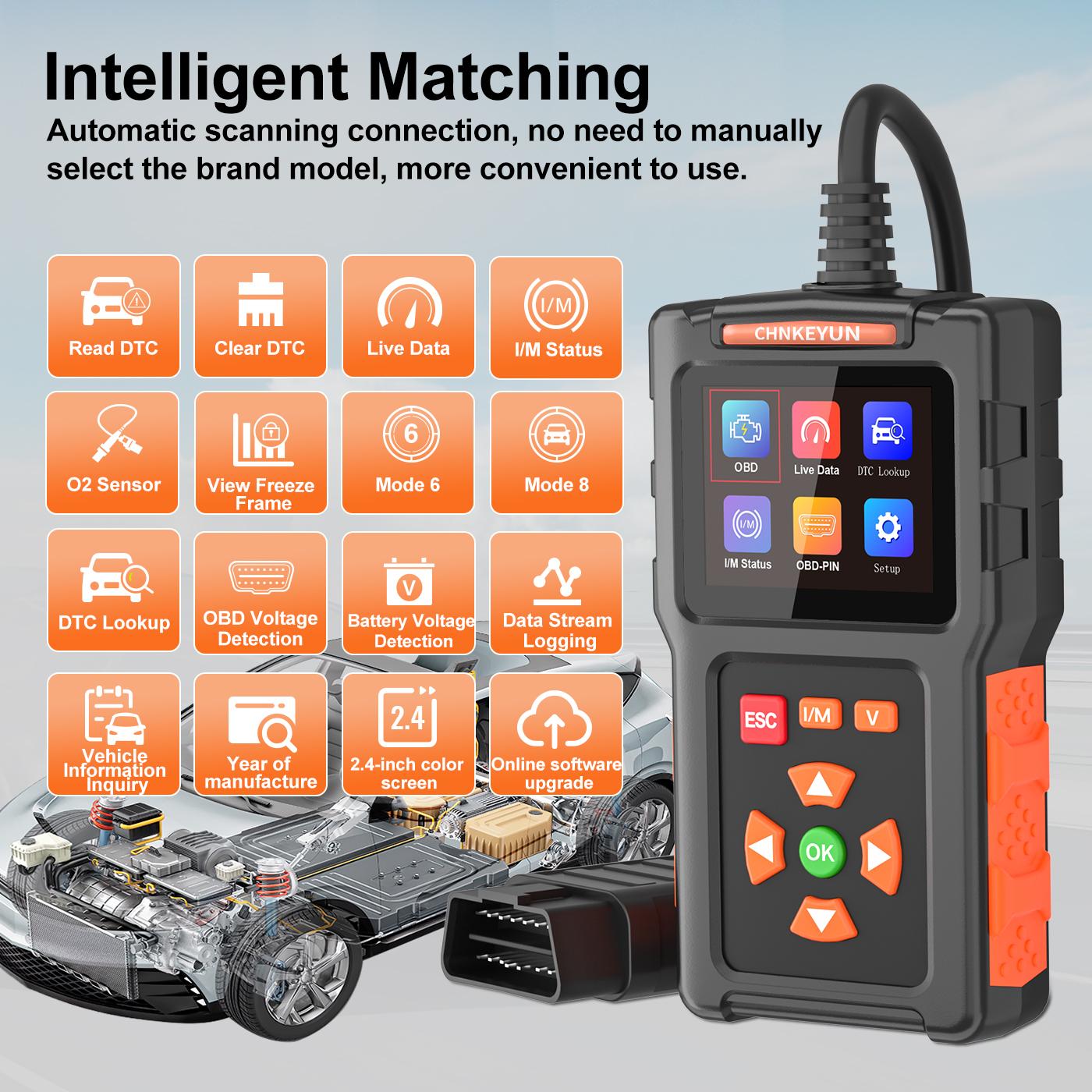 OBD2 Scanner V539 Car Code Reader Diagnose Check Engine Light Smog Check DTCs Scan Tool Live Data Stream Voltage Test for Vehicles Since 1996  battery  tester car
