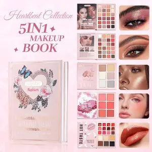 All-in-One Pigmented Makeup Book Palette, Dual Eyeshadow Panels, Natural Blush Shades, Multi Finish Highlighter, Lip Concealer Eyebrow Makeup for Festival Daily Use