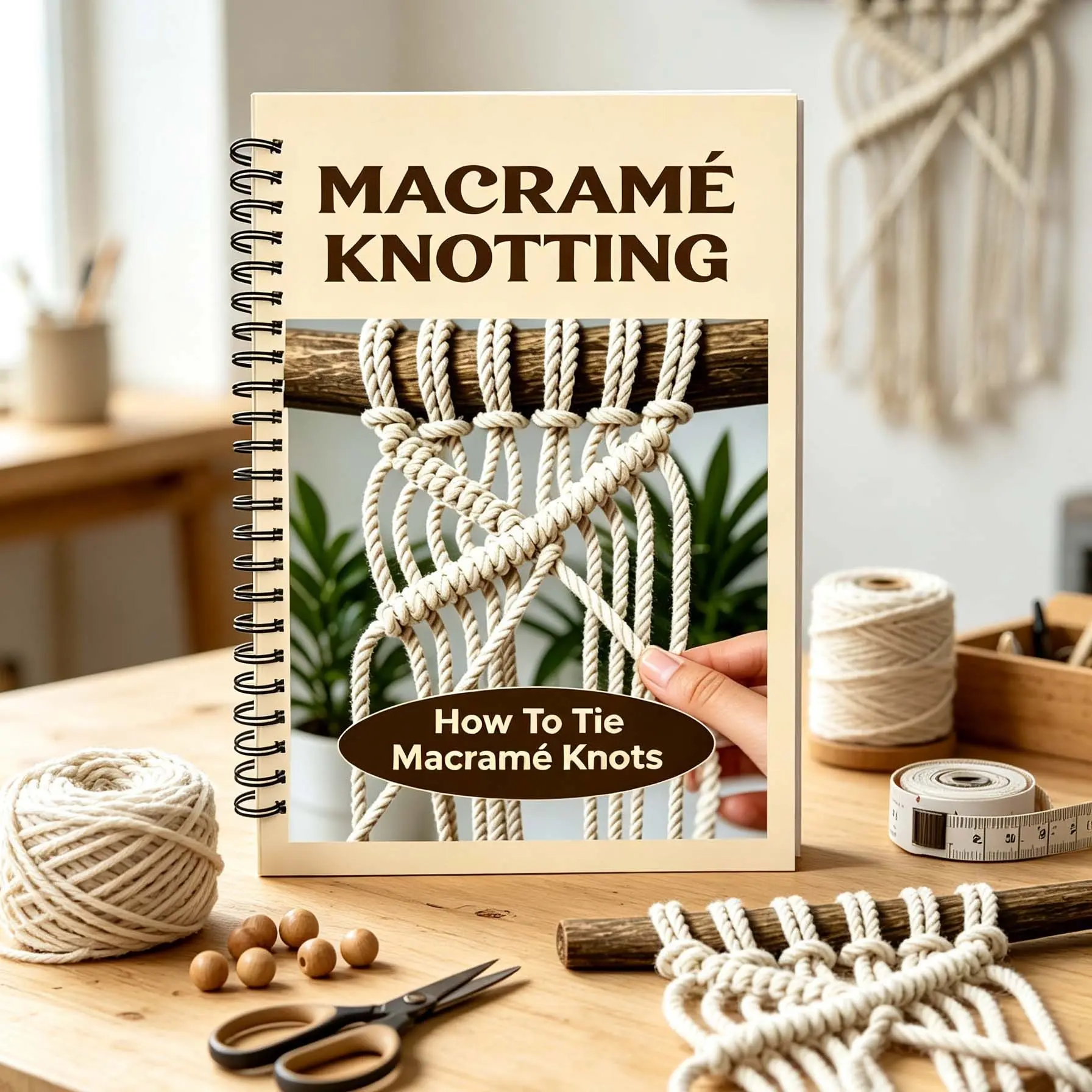 Beginner's Guide to Macrame Knotting, Includes Perforated Pages, Vintage Knot Charts, DIY Fringe Weaving, Bead Making Notebook, Handcrafts & Jewelry Making