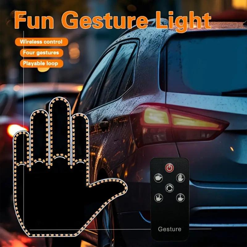 Finger Light with Remote, 1/2/3 Counts Car Hand Sign, Mirror LED Warning Light, Multifunctional Warning Light for Car Window, Car Accessories, Visibility During Night Driving, Led Lights