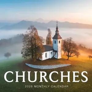 Churches 2026 Calendar | Christian Church Wall Decor | Christian  Verses, Country Chapels |  Testament, Gospels, Worship |  | 12" x 24" Open | Sustainable | Plastic Free | Thick Art Paper