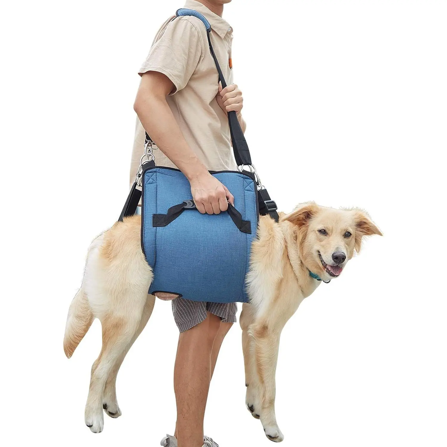 Dog Carry Sling Emergency Dog Lift Harness, Legs Support & Rehabilitation Backpack for Senior Dogs with Joint Injuries Arthritis, Ideal for Nail Trimming and Up & Down Stairs, XL Blue