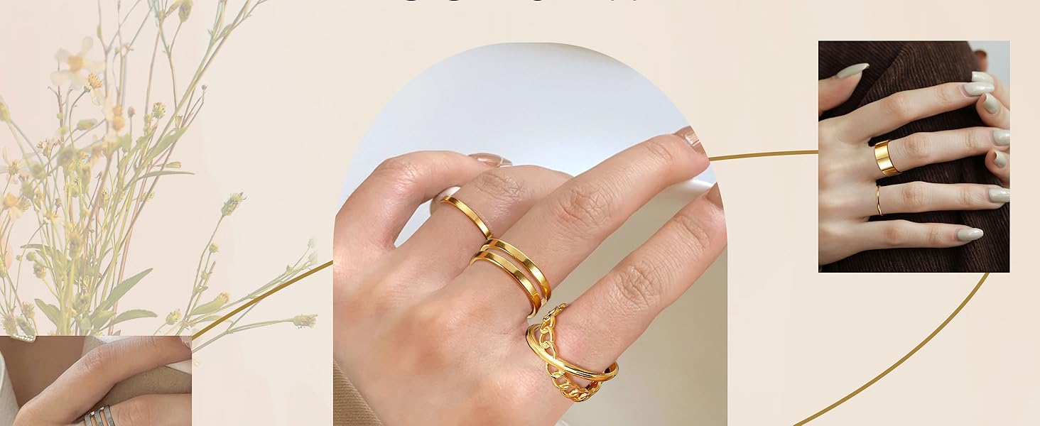 YADOCA 12/17PCS Knuckle Rings For Women Silver Gold Tone Stainless Steel Midi Rings Set Simple Stackable Finger Rings Adjustable Open Stacking Plain Band Rings