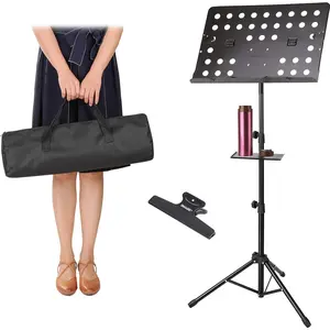 21.6-63 Inch Sheet  Stand - Adjustable and Foldable Travel Metal Stand With Carrying Bag,  Tray and Sheet Clip Holder for Instrumental Performance