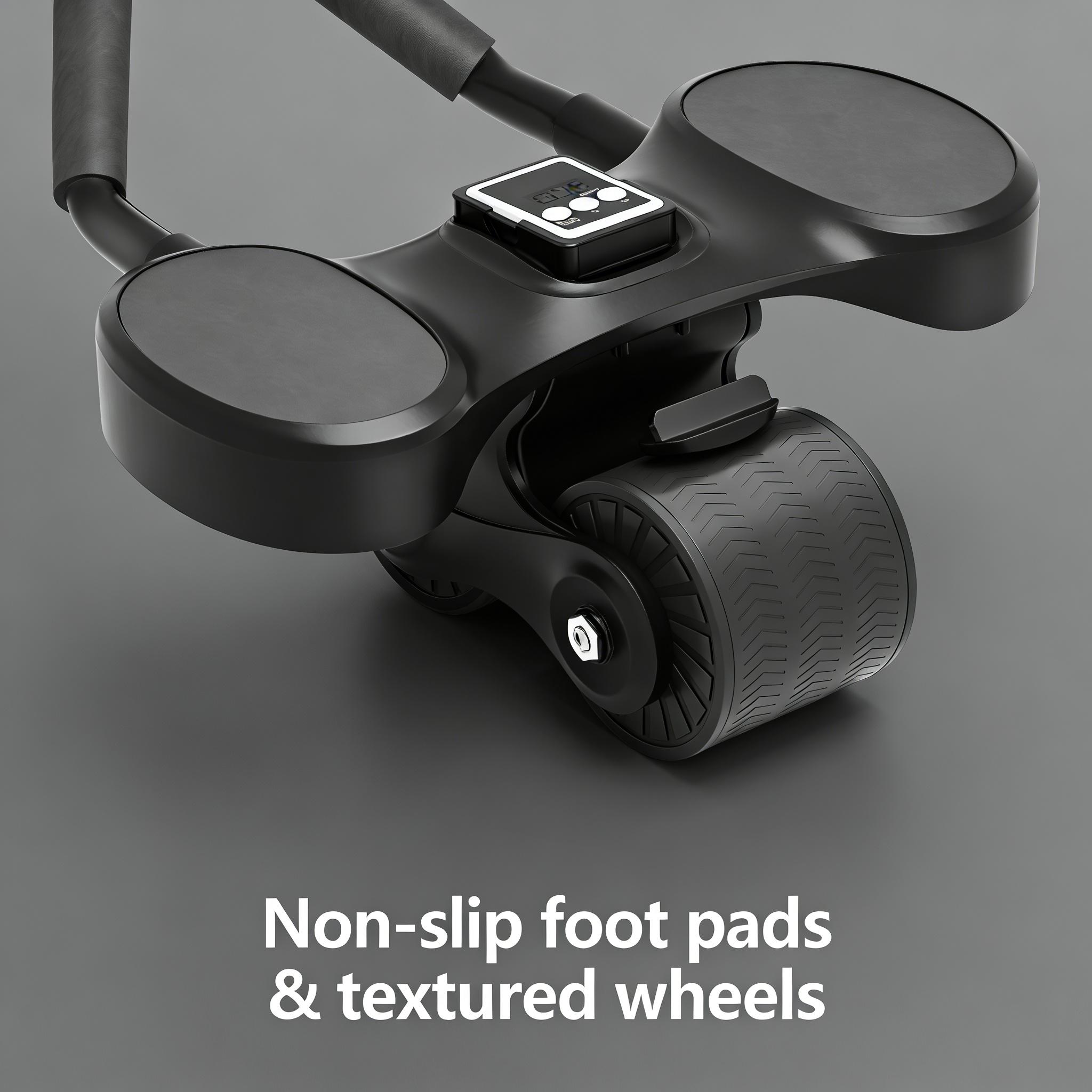 Automatic Rebound Ab Roller Wheel with Timer & Elbow Support | Core Strengthening Trainer with Knee Mat for Home Fitness