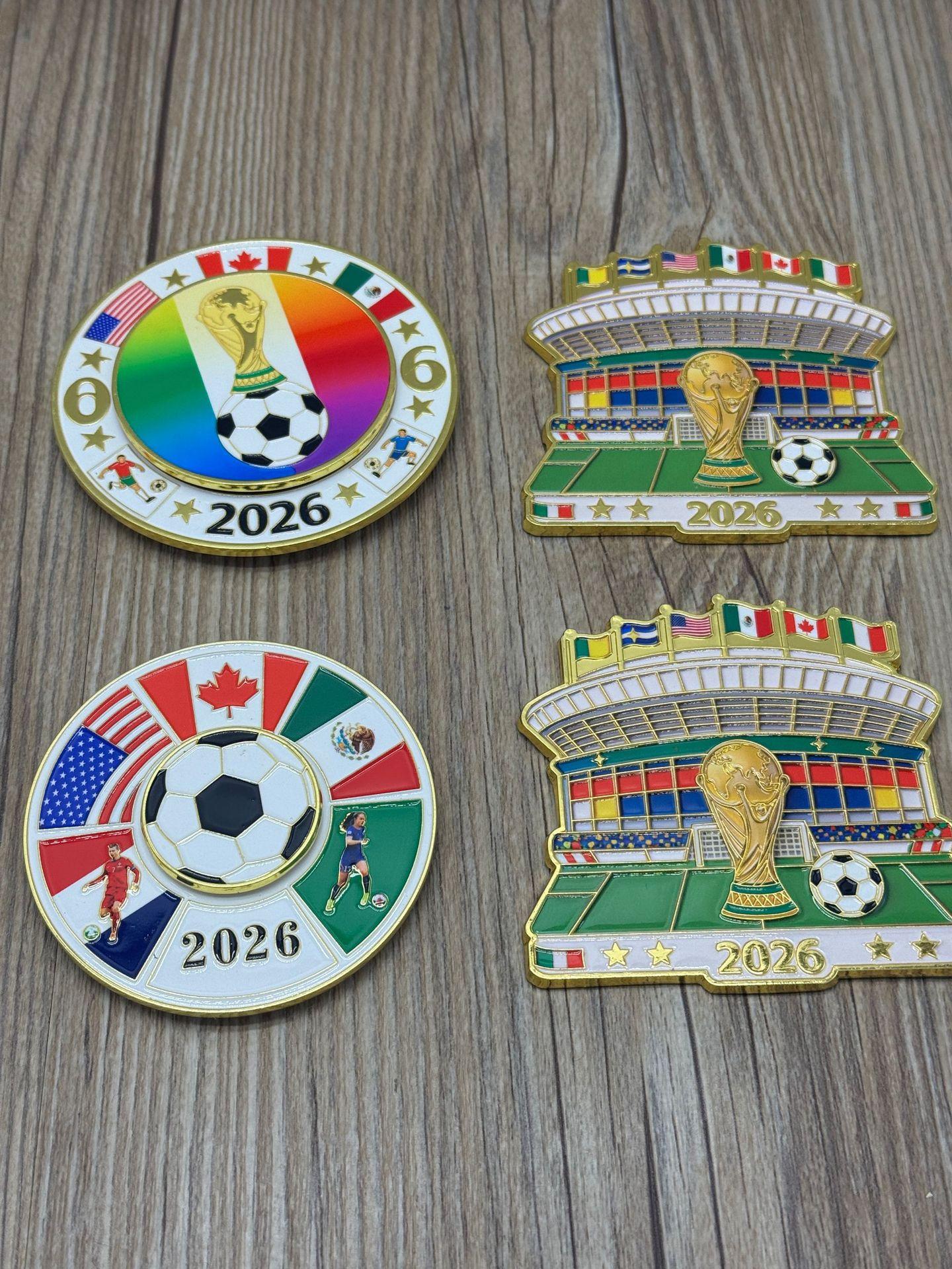 2026 Cross-border Magnetic Refrigerator Magnets (Metal Material) - Rotatable FIFA World Cup North America