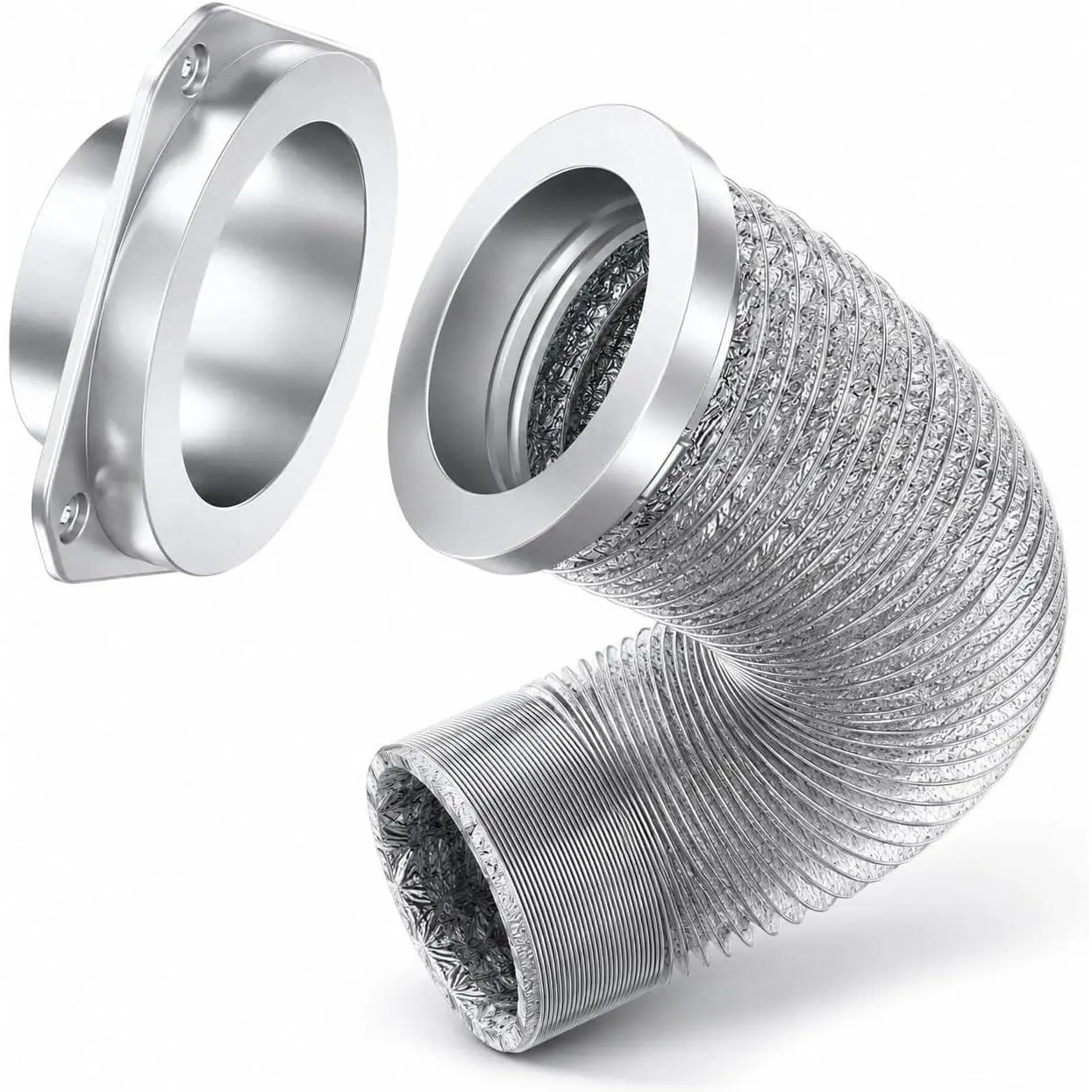 Magnetic Dryer Vent Connector Kit with Quick Connect Dryer Vent Design for Tight Spaces & Apartments, Aerospace Aluminum Body, Strong Hold, Includes 3.3ft Hose & 2 Clamps