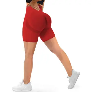 Women’s High Waisted Seamless Smile Contour Scrunch Ruched Butt Lifting Yoga Biker Shorts| Stretch Booty Shaping Workout Gym Active Shorts| Soft Compression Bottoms for Training Running Daily Casual  Biker   shorts women