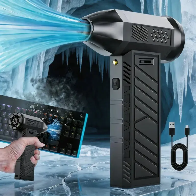 Powerful Rechargeable Electric Air Compressor Dust Blower Wireless Turbine Blaster for Car Detailing Computer Keyboard Cleaning Home Garage Outdoor Use Portable Cordless Air Gun High Performance #GLOBAL PICKS