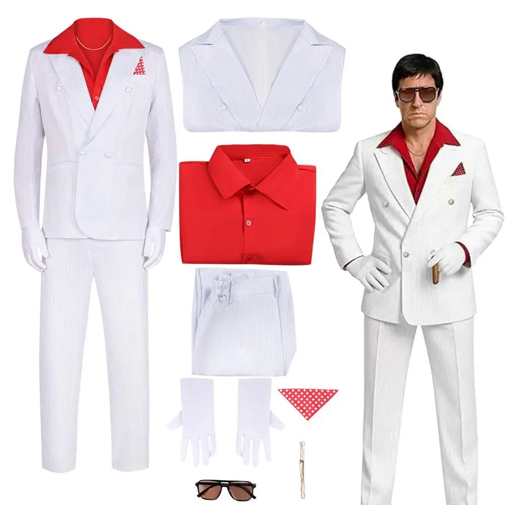 1983 Movie Scarface Al Pacino Mens 2-Piece Cosplay Set - Top & Pants, XXL Size, for Halloween Carnival Party Roleplay Disguise (Toys & Hobbies DIY Specialty Supply)