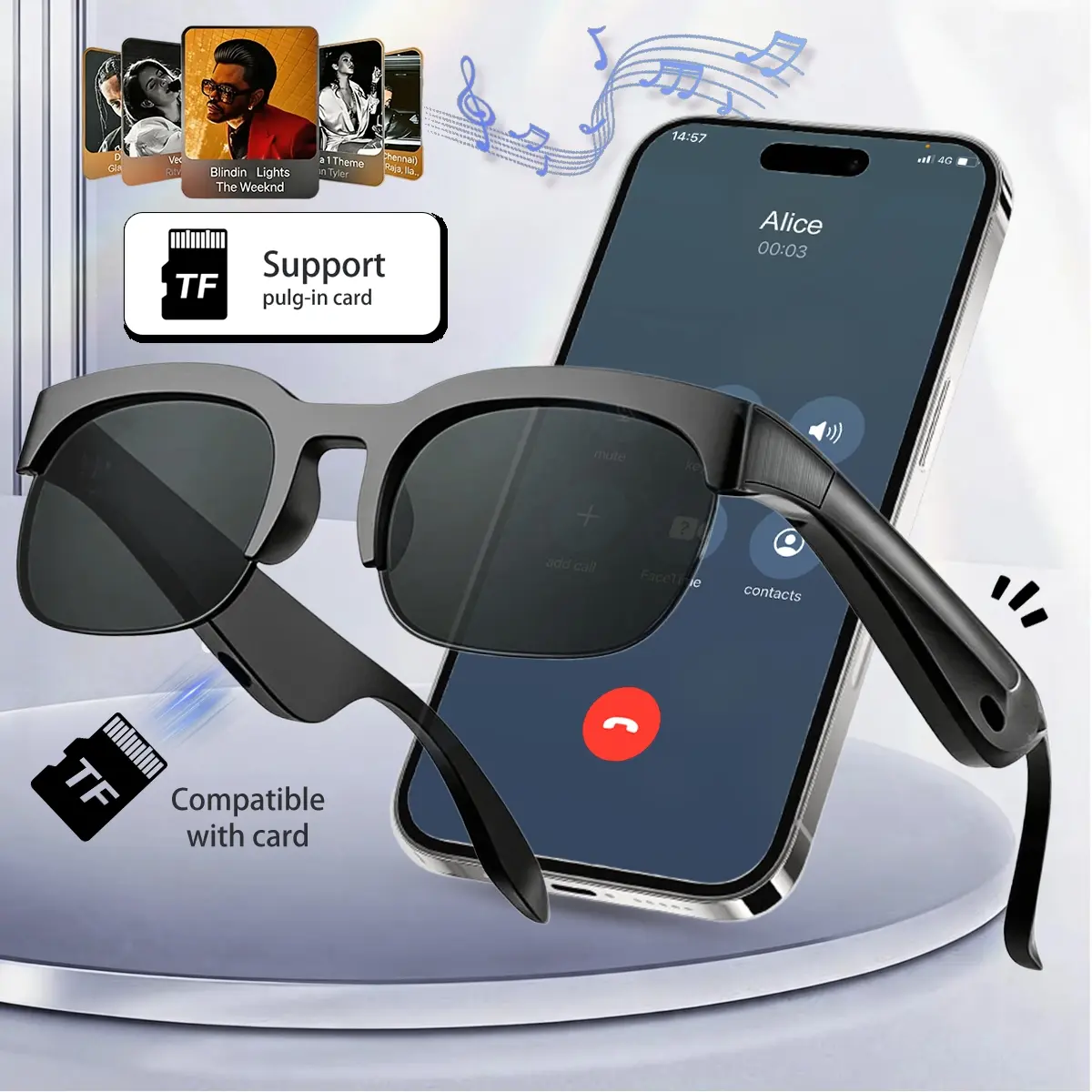 Smart Glasses，130+ Languages AI Translation Bluetooth Glasses, Open-Ear Audio, UV Protection, Voice Assistant, Hands-Free Calls for Business Meetings, Travel, Men Gift