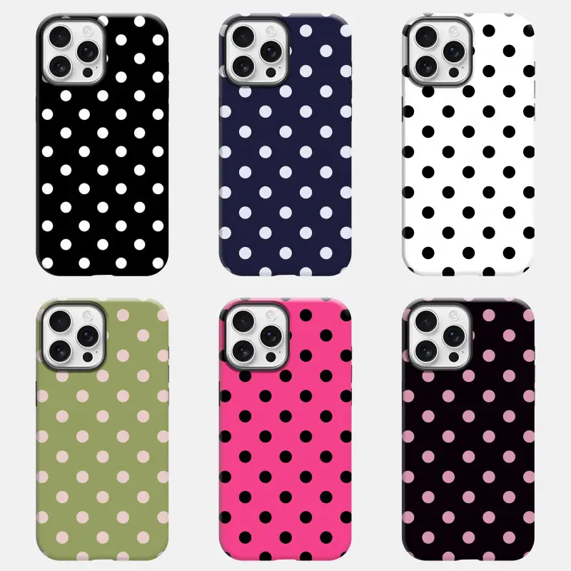Vintage Polka Dot Cellphone Casing - Cute Aesthetic Shockproof Protector, Trendy Durable Accessories, Fits Multiple Sizes for iPhone 17ProMax,16,15Plus,14,13,12Pro & Galaxy S25,S24,S23,S22