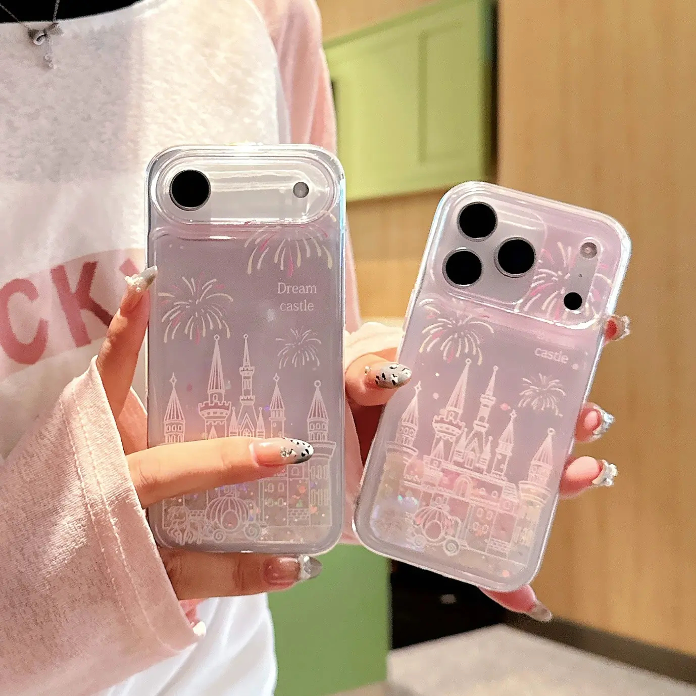 Fantasy Castle Fireworks Phone Case, Luminous Flowing Sand,Compatible with iPhone 11/12/13/14/15/16/17 Pro/Pro Max/Plus, Stylish Protective Cover, Unique Design for Daily Use, Protective Casing