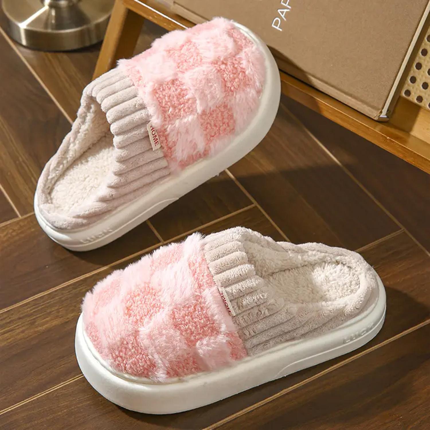 Cotton slippers for women, anti slip cashmere for warmth, monthly slippers for indoor home, cute and fluffy cotton mop Girl Footwear Flipflop