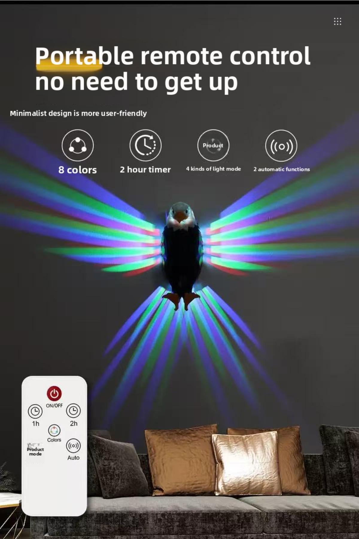 Smart Motion Sensor Bald Eagle Night Light| Remote Control RGB Wall Lamp| No Drilling Magnetic Installation For Bedroom Corridor Hallway Smart Motion Sensor Bald Eagle Night Light| Remote Control RGB Wall Lamp| No Drilling Magnetic Installation For Bedroom Corridor Hallway