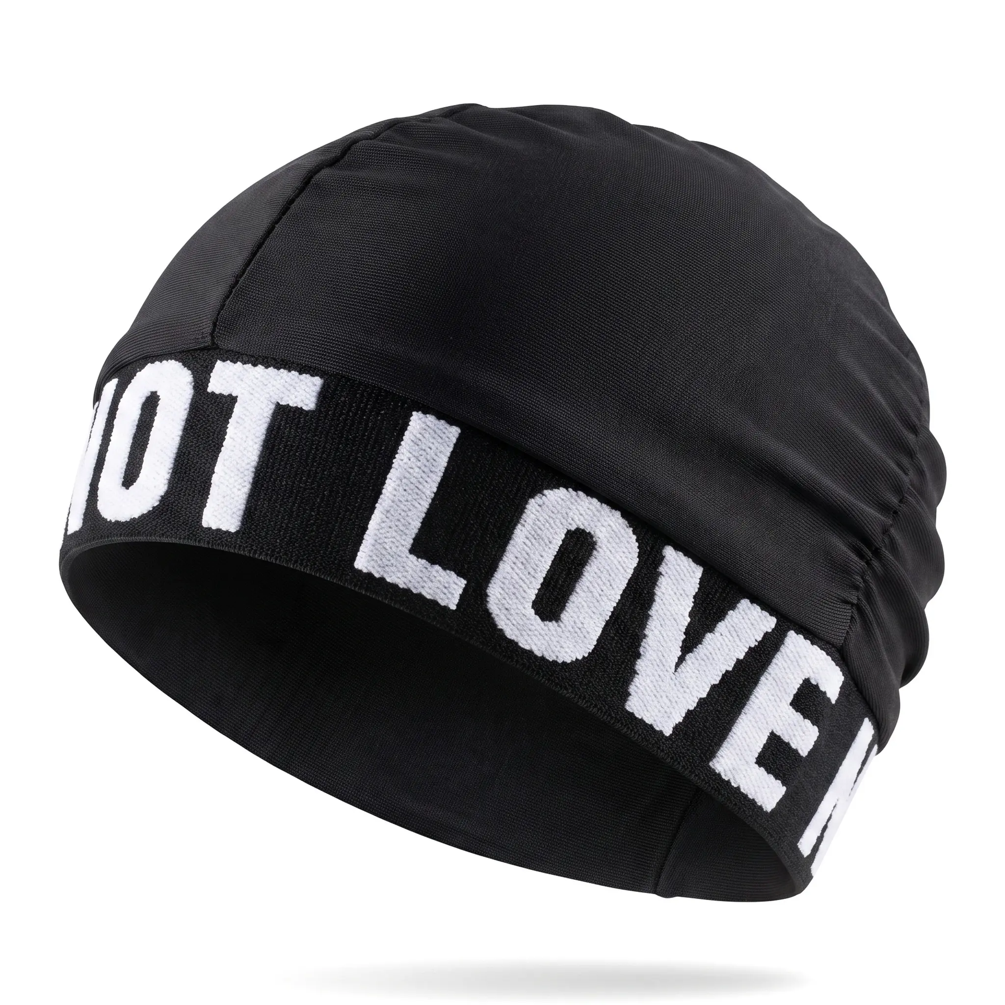 Pleated Swim Cap For Women Soft Fabric Korean Style Letter Design Enlarged Fit Non Tightening Hot Spring Swim Cap
