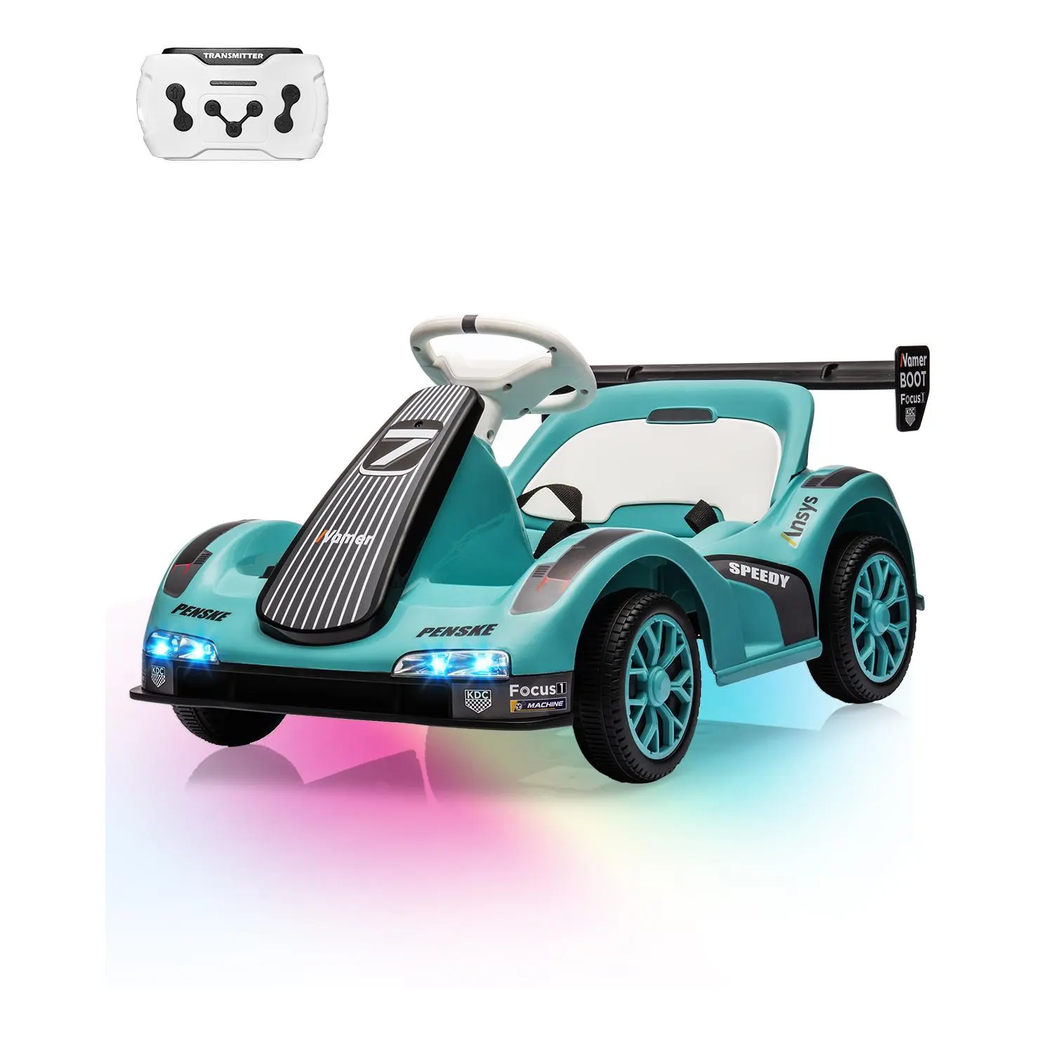 6V Electric Racer Go Kart - 2.4G Remote Control & Pedal Operation | 2MPH Max Speed w/ Safety Belt, Music & USB | ASTM Certified Ride-On Toy