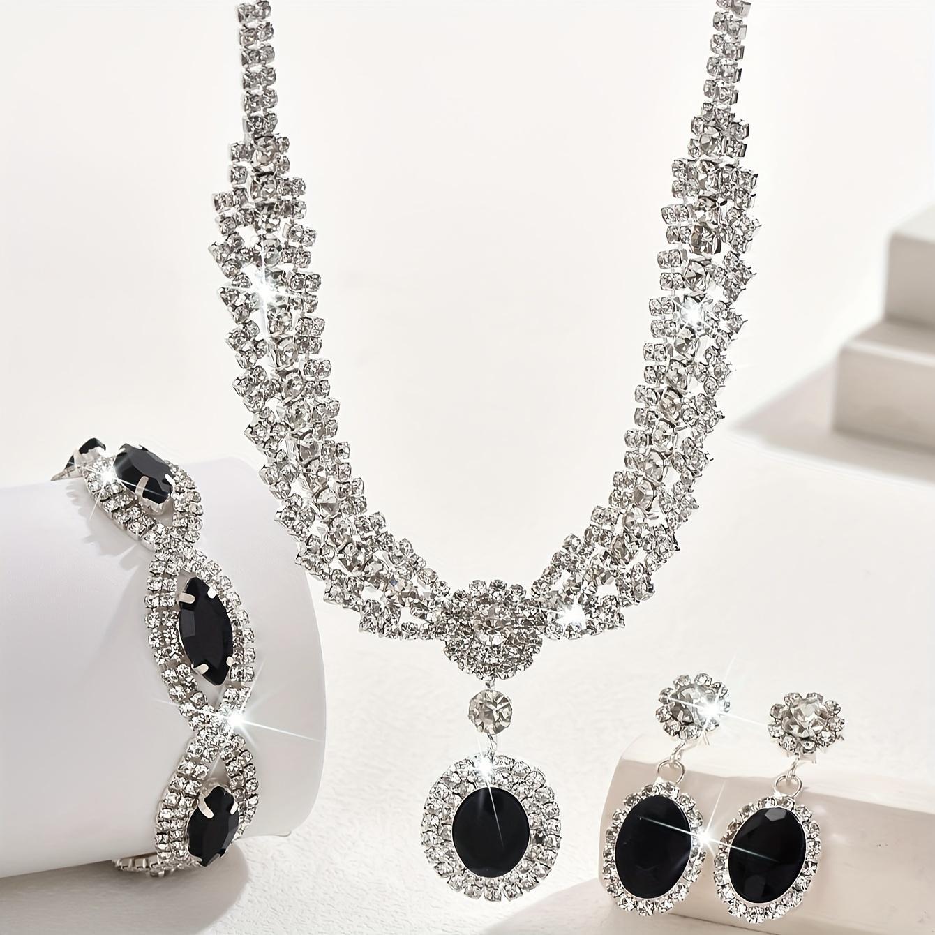 Elegant Bridal Jewelry Set Necklace and Earrings, Sparkling Suitable for Weddings and Parties