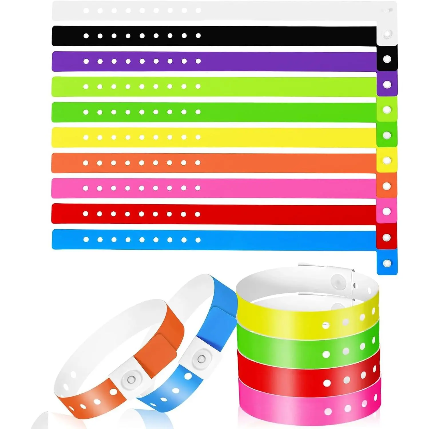 60 Pcs 10 Colors Vinyl Wristbands Neon Plastic Colored Bracelet for Events Concerts Carnivals Nightclubs Bars Parks