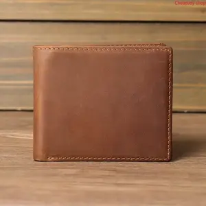 【Father’s Day Gift】Men's Wallet Horizontal Leather Crazy Horse Leather Wallet Full Top Cowhide Retro Silver Bag