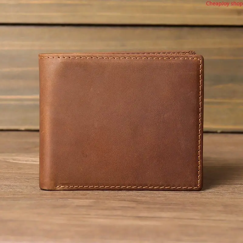 【Father’s Day Gift】Men's Wallet Horizontal Leather Crazy Horse Leather Wallet Full Top Cowhide Retro Silver Bag