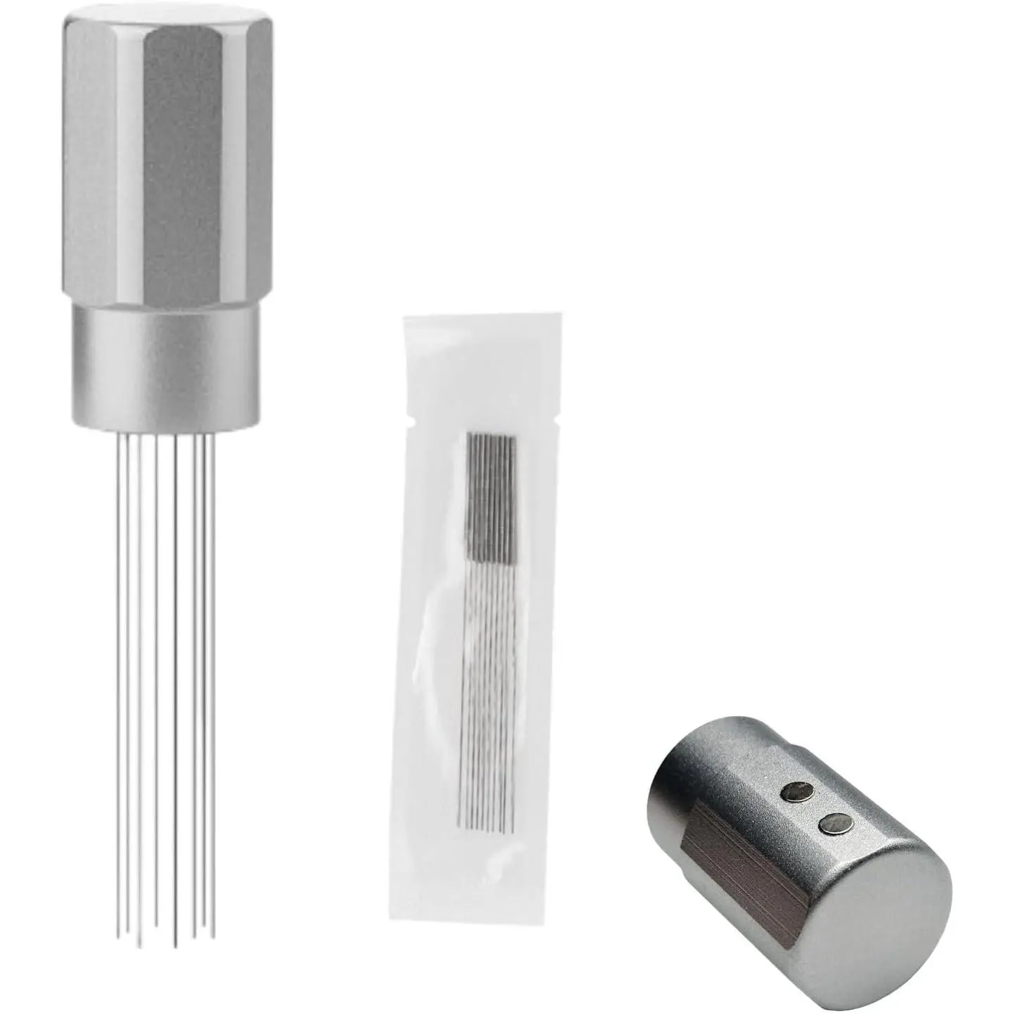 Stainless Steel WDT Tool for Espresso, 8x0.4mm Magnetic Attach Rust Resistant Espresso Distribution Tool, Barista Stirrer with 2 Extra Replacements, Coffee Machine Accessory, 8 X 0.4Mm