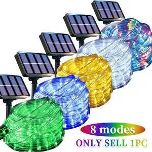 Solar Outdoor Rope Tube Decorative Light String, 8 Different Lighting Modes of Solar Rope Tube Lights, Suitable for Garden/courtyard/fence Layout/birthday Party/holiday Wedding Decoration String Lights.