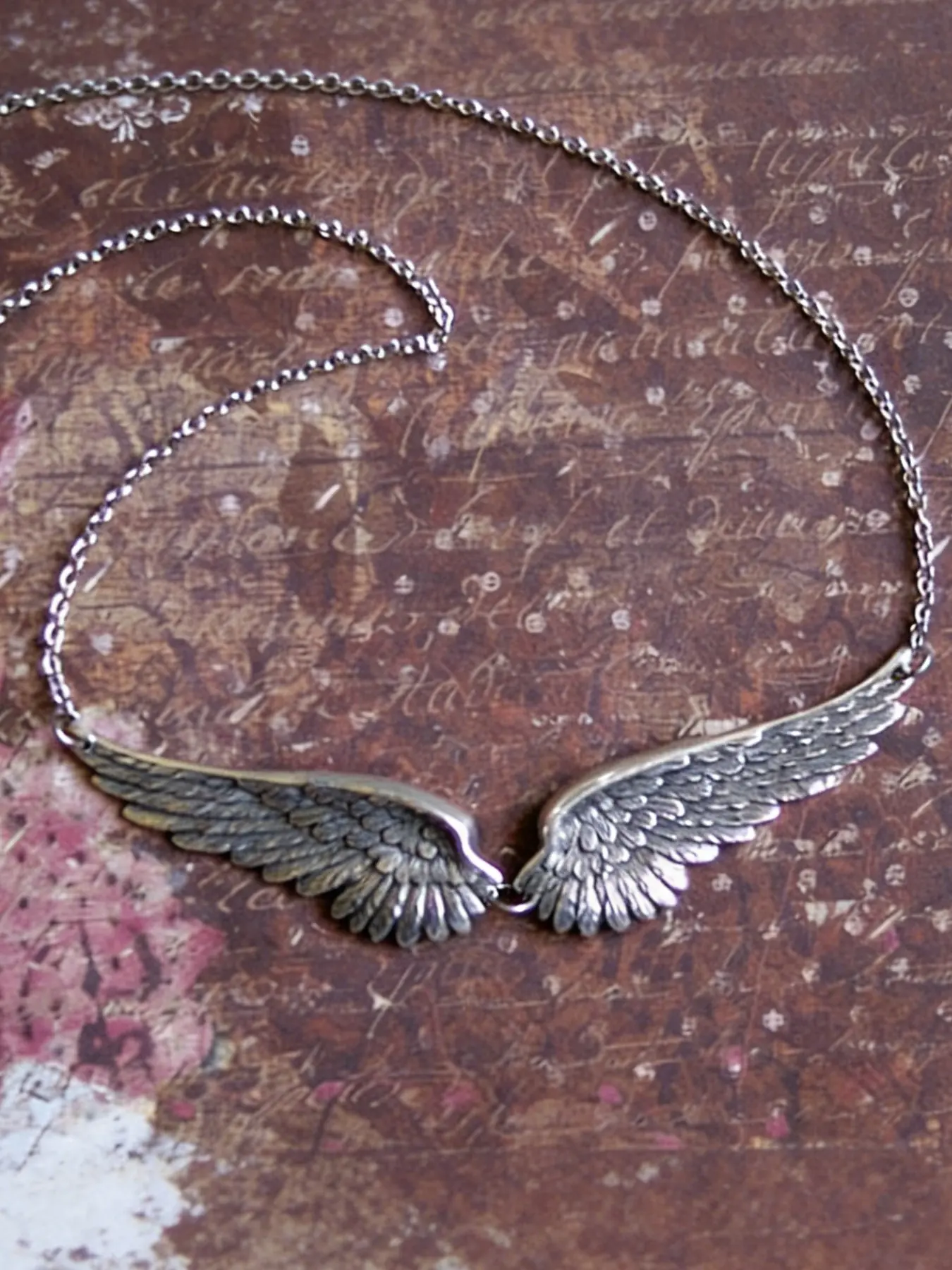 Vintage Silver Color Angel Wings Necklace for Men, Gothic Punk Style Unique Design Collarbone Chain, Retro Fashion Jewelry