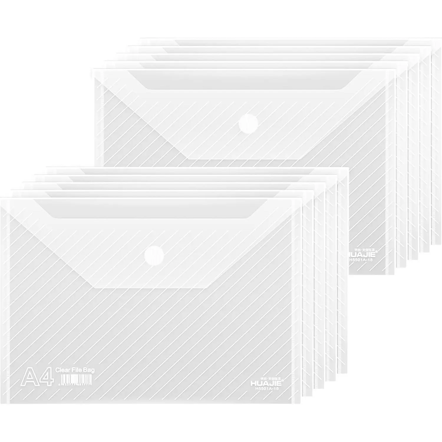 10 Pack Transparent Waterproof Reusable Plastic Envelopes File Folders for A4 Letter Sized Documents Receipts Photos Office/School Use