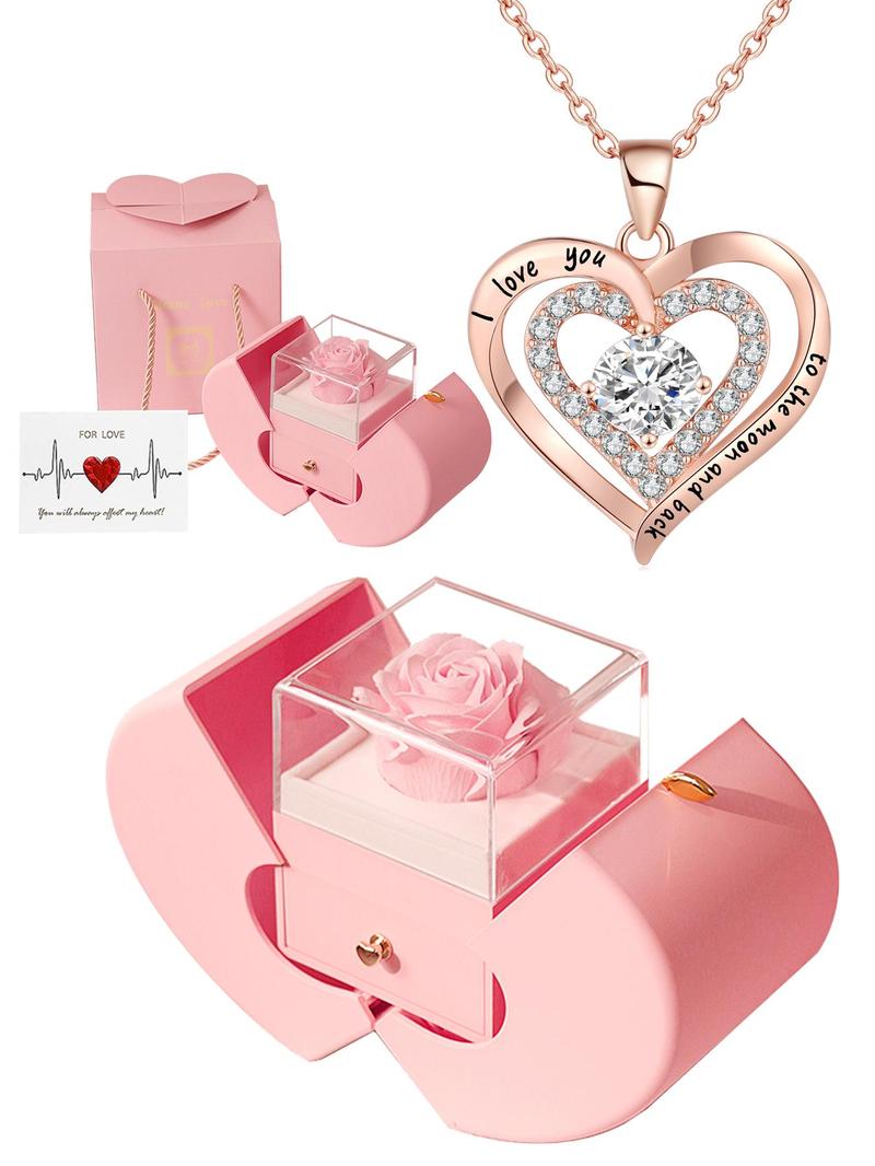 Hollow Out Heart Pendant Necklace, Fashion Rhinestone Decor Clavicle Necklace, Ideal Gift for Wife, Daughter, Mom, Grandma & Girlfriend