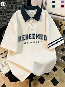 Td Redeemed Ephesians 1:7 Arch Vintage Graphic Polo Shirt, Unisex Oversized Boxy, Soft Mesh Fabric, Casual Streetwear, 6 Colors