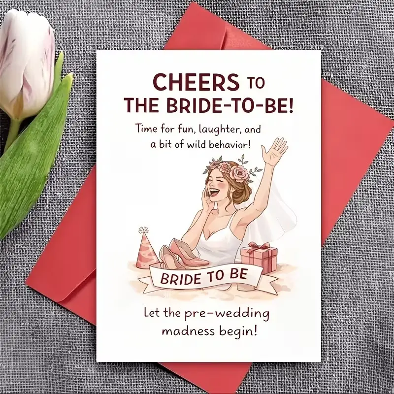 Single Girl Party Greeting Card, Funny Bride to Be Celebration Card, Ideal for Bridesmaids, Friends, Bridal Gift, Engagement Party
