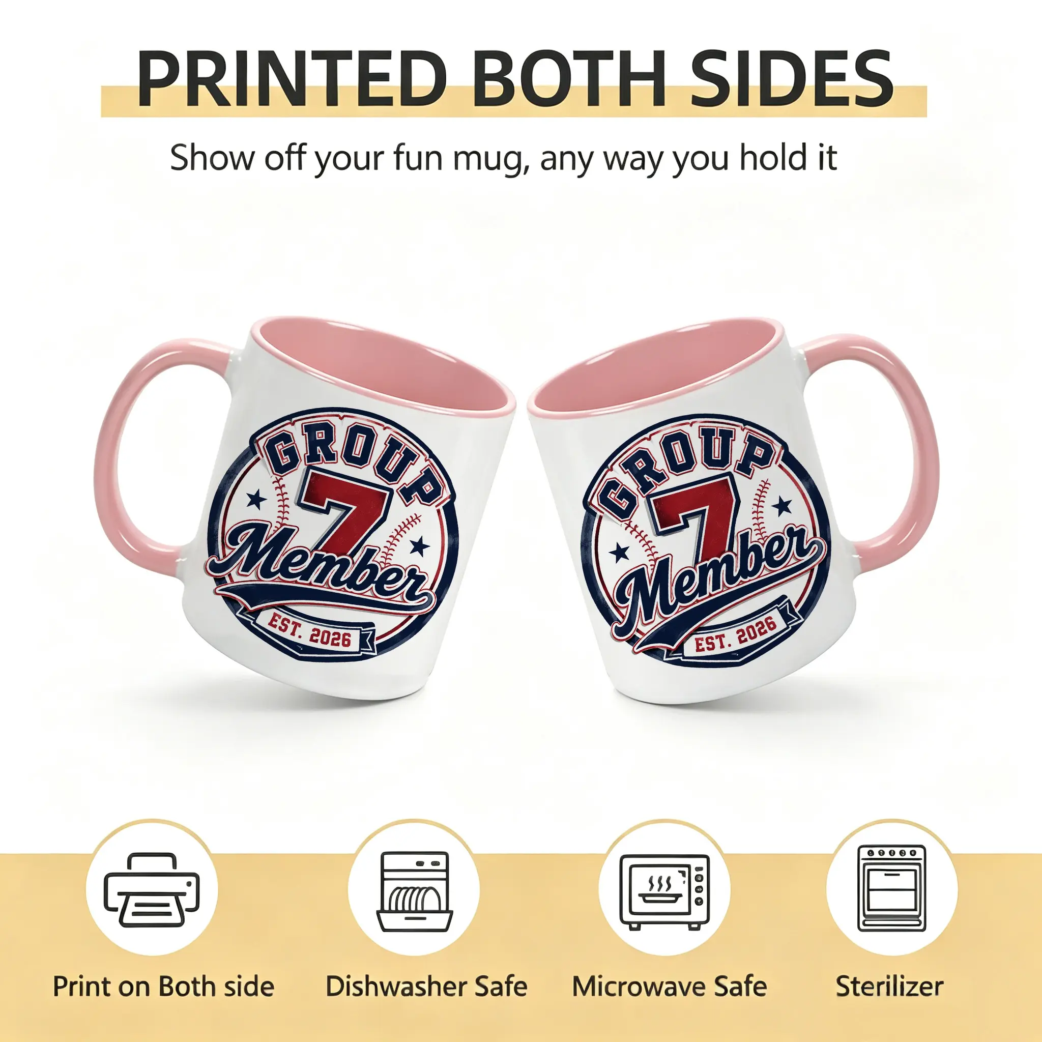 Vintage Baseball Mug for Sports Fans, Proud 7 Member Ceramic Coffee Cup, Retro Team Spirit Drinkware, Funny Gift Idea for Players, Coaches, Teammates & Baseball Lovers perfect gift