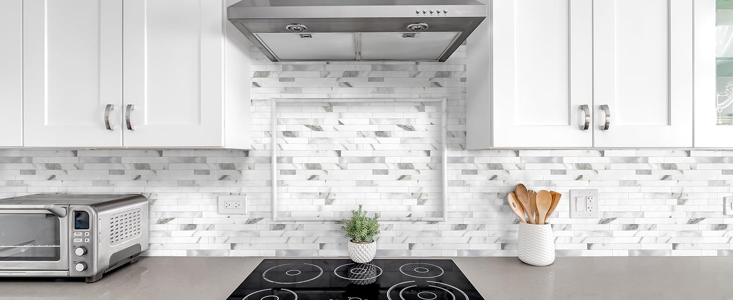 2026 New Peel and Stick Stone Tile Backsplash, Stick on Tiles for Backsplash,, Fireplace (10 Sheets, Bright Carla White)