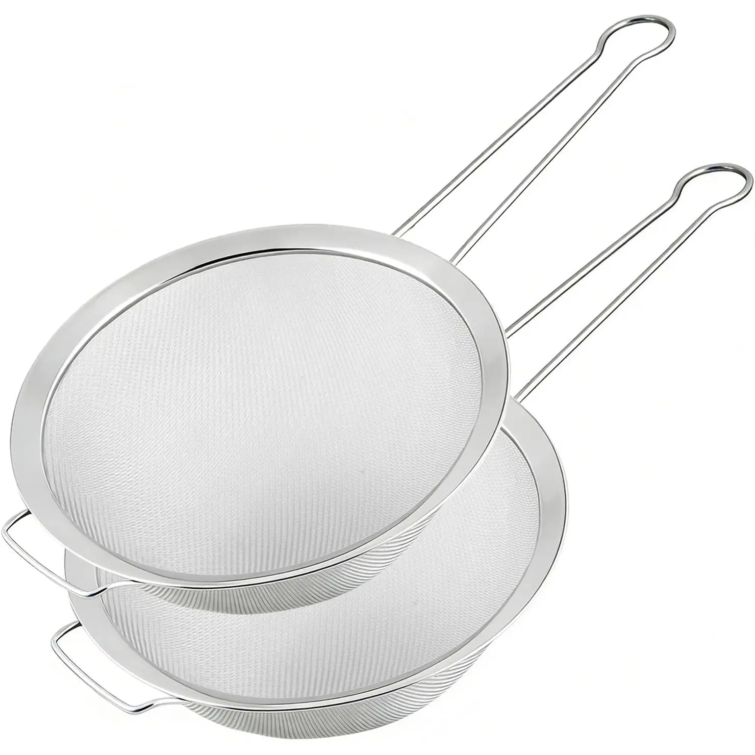 7.87" Fine Mesh Strainer Set with Sturdy Handle, Stainless Steel Sieve Flour Sifter, Kitchen Metal Colander for Rice, Quinoa, Pasta, Fruit, 2 Pack