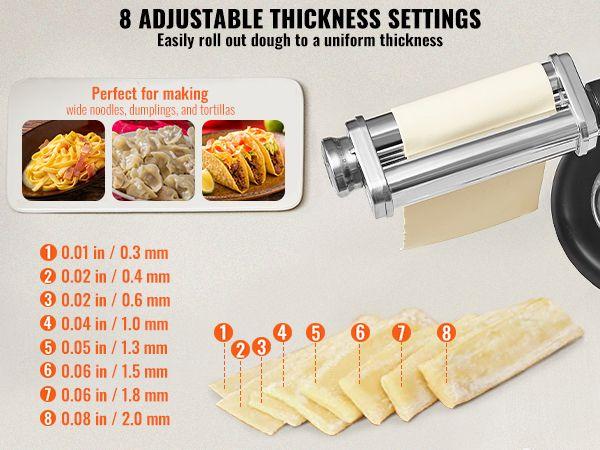 VEVOR Pasta Attachment for KitchenAid Stand Mixer, Stainless Steel Pasta Sheet Roller Attachment, Pasta Maker Machine Accessory with 8 Adjustable Thickness Knob, KitchenAid Pasta Attachment by  Utensils