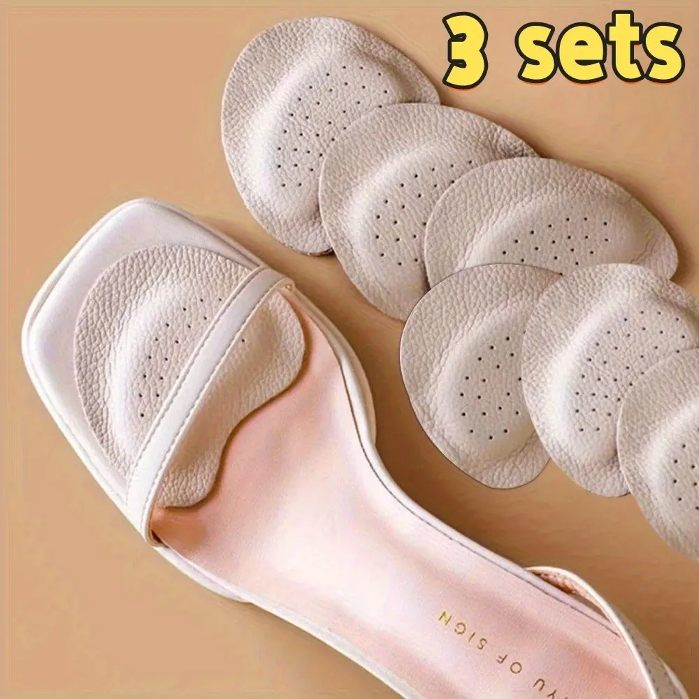 6pcs/3 Set Self-Adhesive Non-Slip Shoe Inserts, Anti-Slip Sweat-Absorbent Women's Insoles, Comfortable Faux Leather Lining