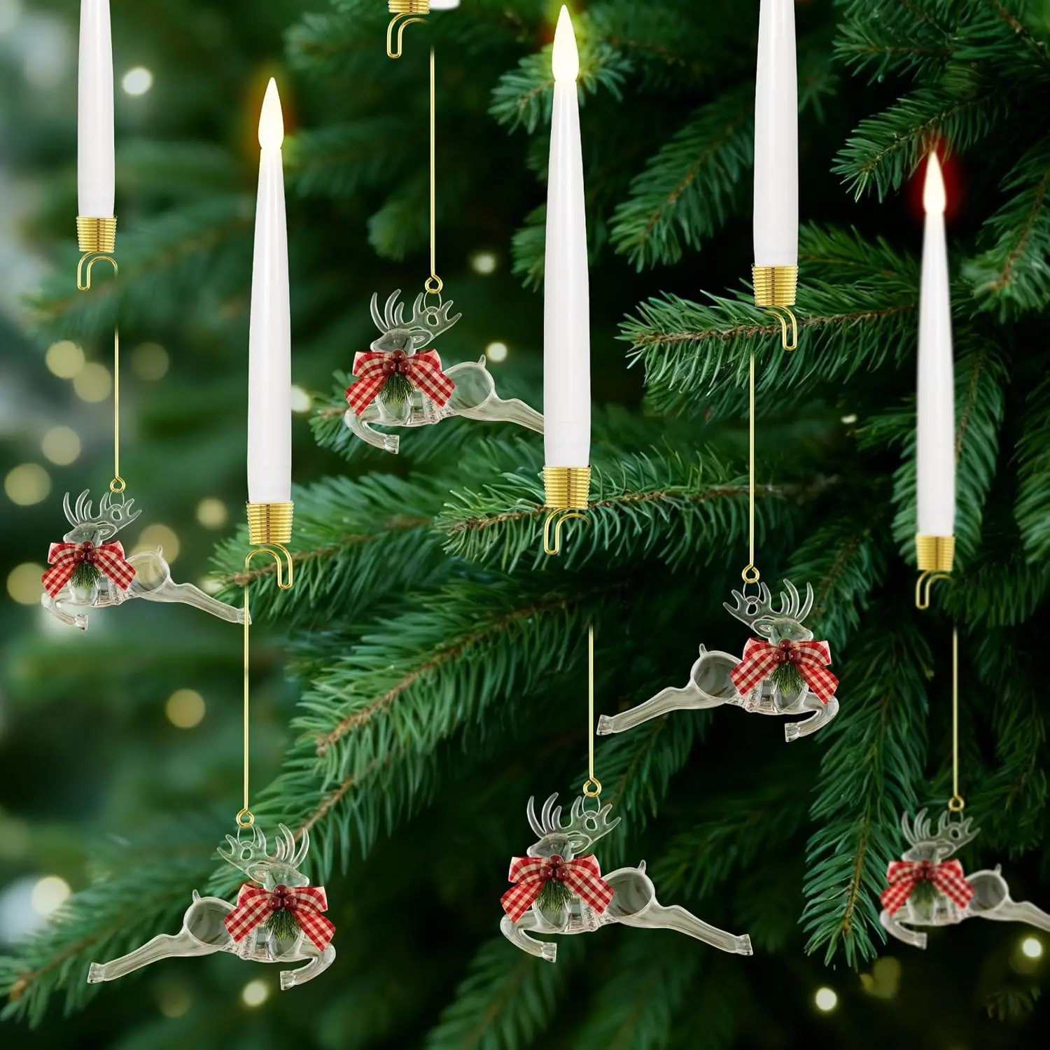 Flameless Christmas Tree Candles with Remote, 6 Pack  Operated LED Candles with Suction Cup for Christmas Tree, Flickering Flame for Xmas Indoor Decor -