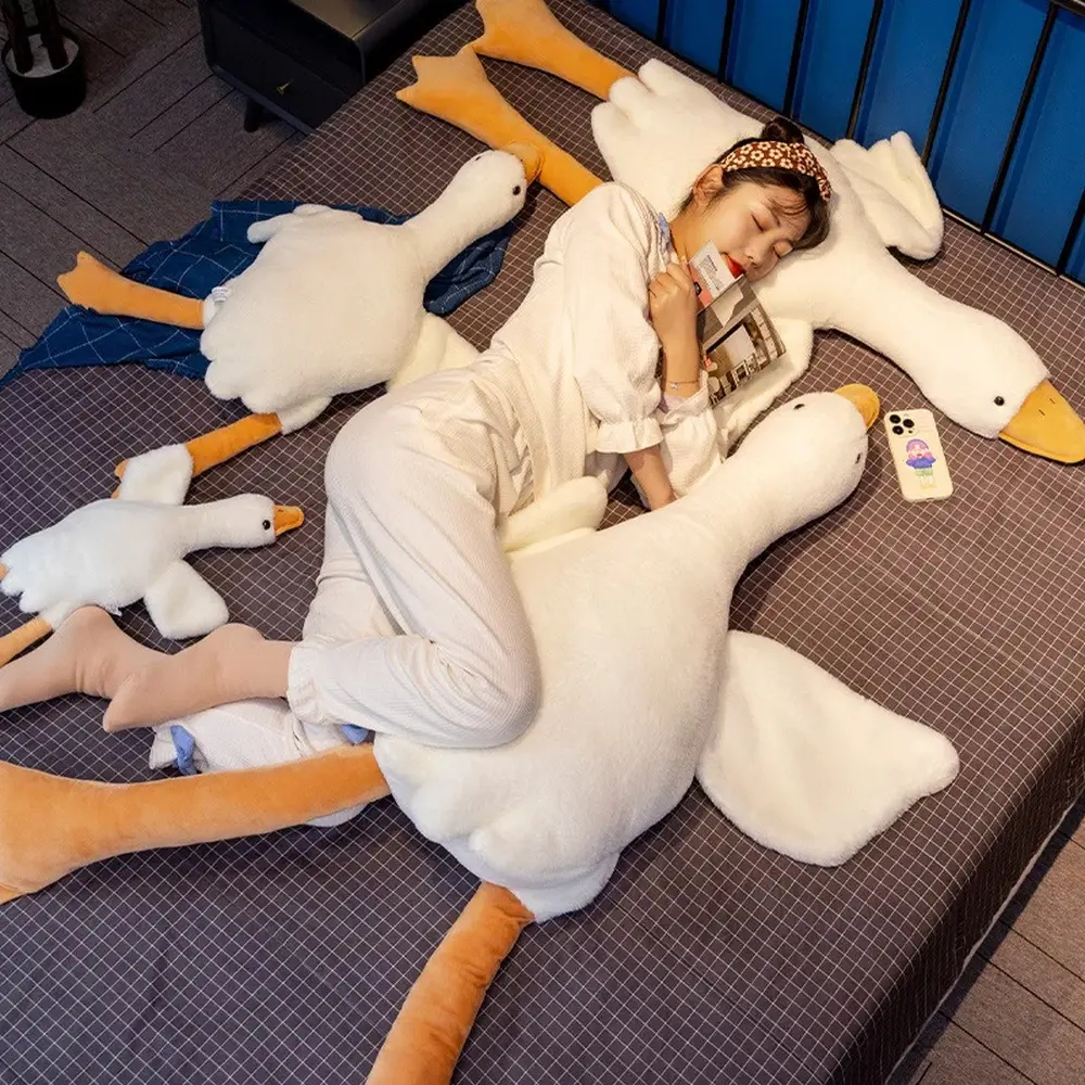 35/50/90/130cm Funny Goose Plush Pillow, Soft Stuffed Sleeping Body Cushion Sofa Decor Toy, Birthday Gift for Kids & Girlfriend