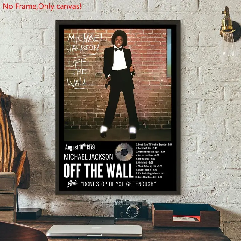 1 piece/set frameless canvas painting print poster, Unframed painting, Classic Character Album art, Michael Jackson Off The Wall Album Cover, a perfect gift for Music loves, ideal for bedroom, living room, kitchen, wall decor