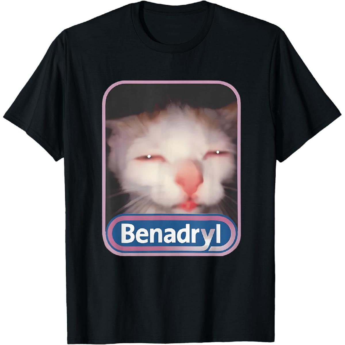 Golf Gift T-Shirt For Men And Women 100% Cotton Benadryl Meme Cat Benny Cute & Funny Meme Quote T-Shirt