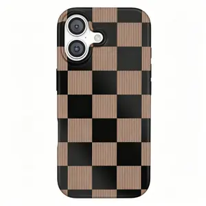 Velvet Caviar Mocha Vibe Checkered iPhone11 12 13 14 15 16 17 Pro Max, 16Pro,15Plus, 17Air,  Case – Trendy MagSafe Compatible Protective Phone Case