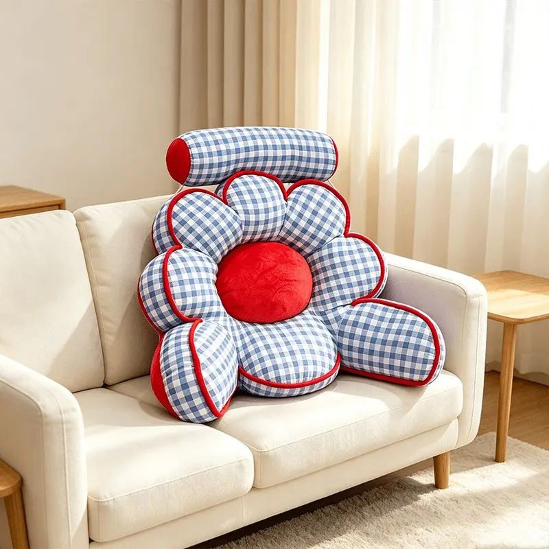 Sunflower Reading Cushion, Large Lumbar Support for Bedside, Sofa, Or Office, Blue, Cute Style