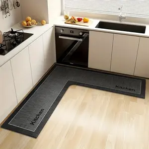 Large Anti-Slip Silicone Kitchen Mat, Irregular Solid Color Striped Floor Pad, Washable Easy Clean Decorative Rug for Home Entrance Kitchen Use