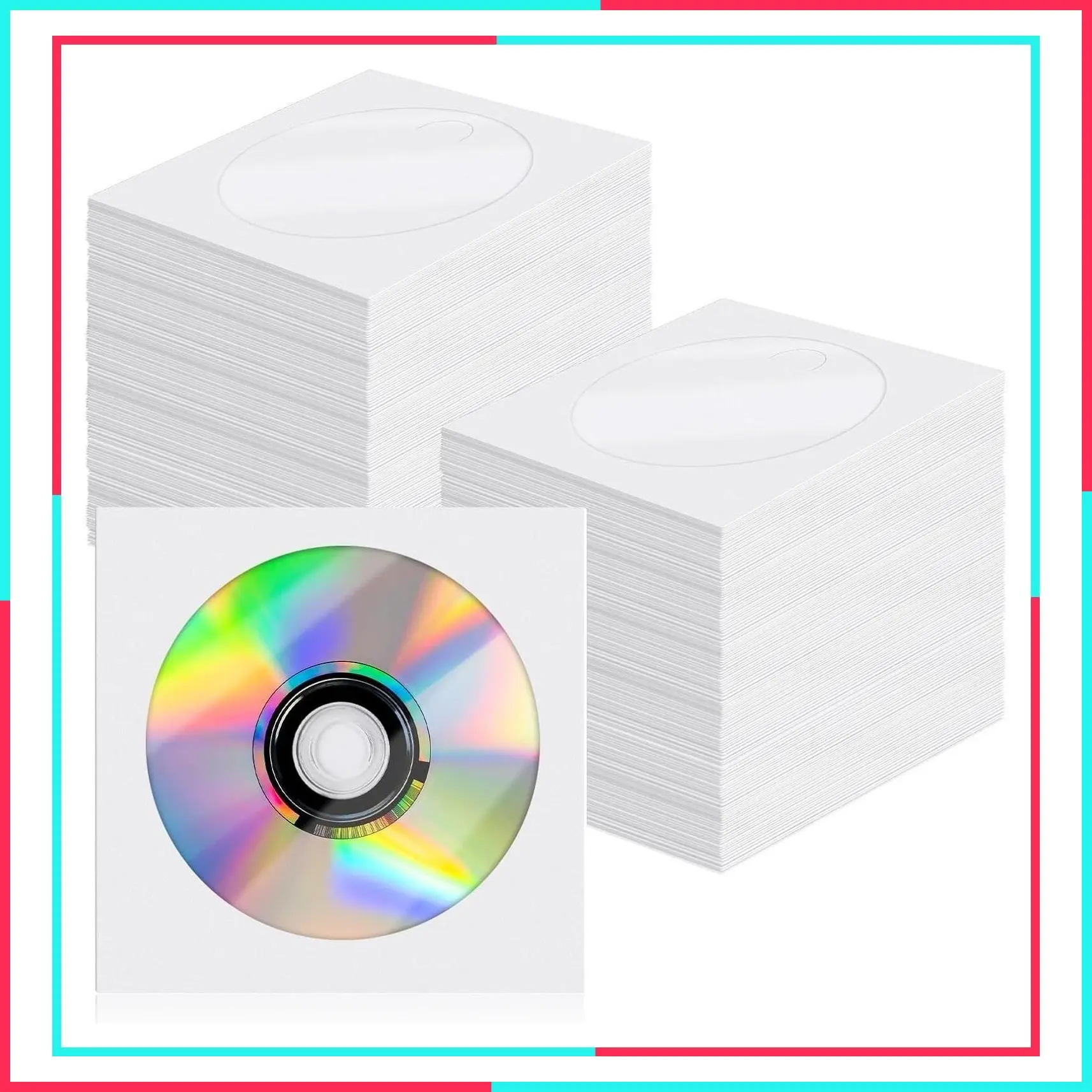 200 Pack White Paper CD/DVD Sleeves with Clear Window and Flap - Protective Envelope Holders for Disc Storage